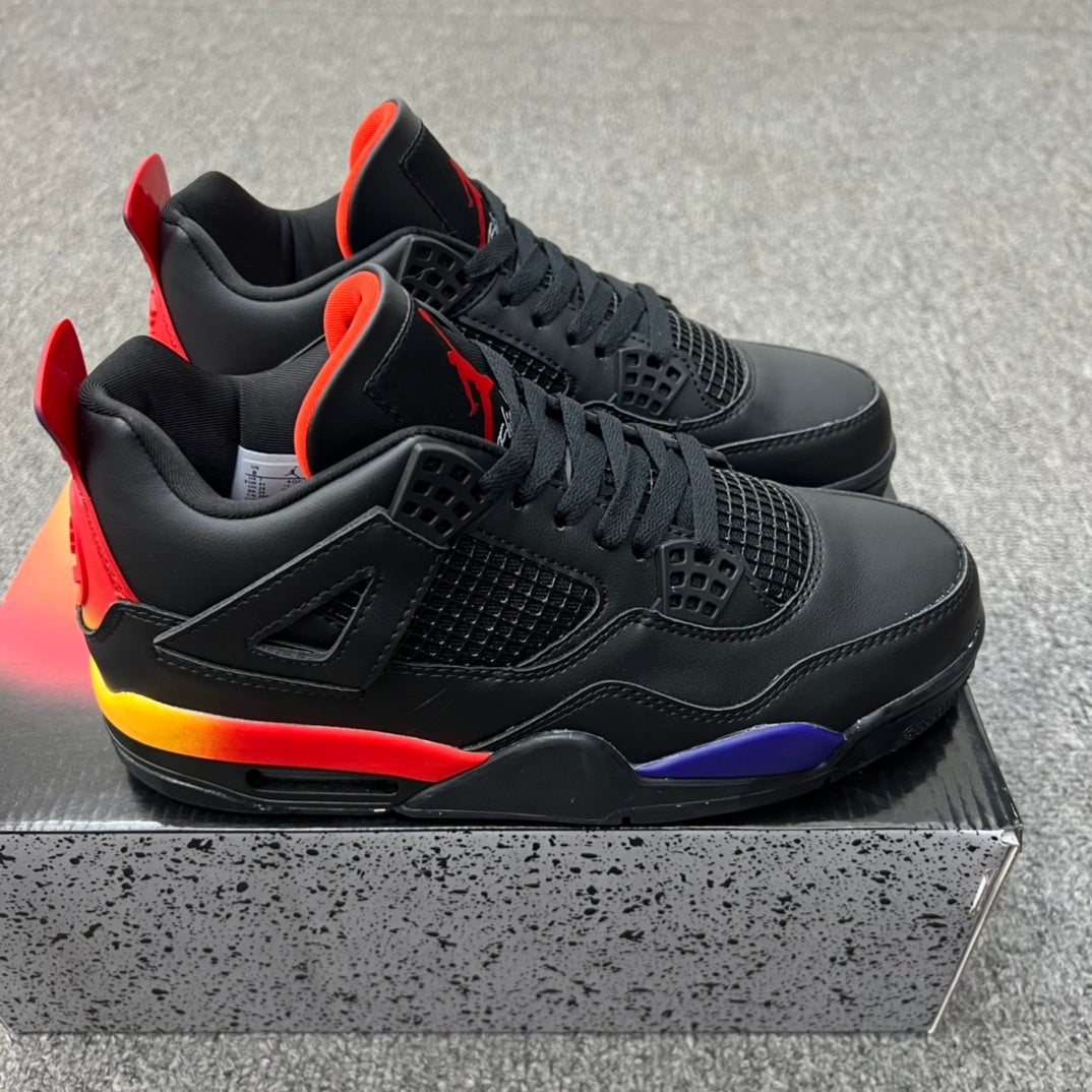 J Balvin x Air Jordan 4 Retro Black Rainbow Gradient Sneakers