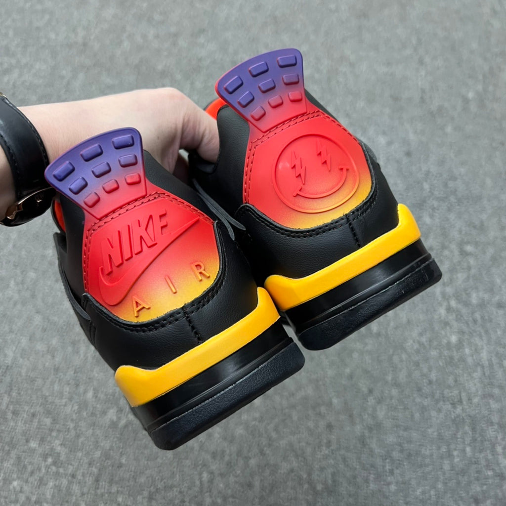 J Balvin x Air Jordan 4 Retro Black Rainbow Gradient Sneakers
